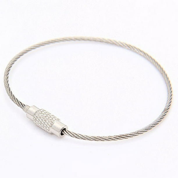 12 inch 2.0mm Stainless Steel Wire Cable Key Ring with Screw Clasp...FREE SHIP 
